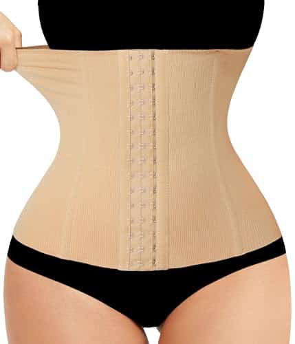 Loday Waist Trainer Corset Shapewear Tummy Control Body Shaper Waist Cincher For Women Postpartum Belly Band Wrap(M,Beige(Hook))