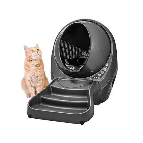 Litter Robot Connect & Ramp By Whisker, Grey   Automatic, Self Cleaning Cat Litter Box, App Controlled, Helps Reduce Litter Box Odors, Works With Any Clumping Litter, Whiskerc