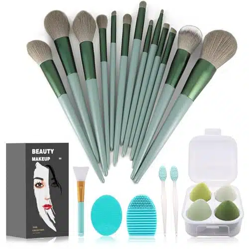 Makeup Brushes Pcs Makeup Kit,Foundation Brush Eyeshadow Brush Make Up Brushes Set (Green, Piece Set)