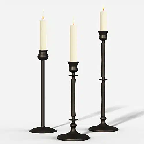 Matte Black Taper Candlestick Holders Set Of   Metal Taper Candle Holders For Candlesticks, Candlestick Holders For Taper Candles, Decorative Candle Stick Holders For Taper Ca