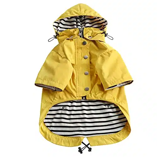 Morezi Dog Zip Up Dog Raincoat With Reflective Buttons, Rainwater Resistant, Adjustable Drawstring, Removable Hood, Stylish Dog Raincoats With Legs   Size Xs To Xxl Available 