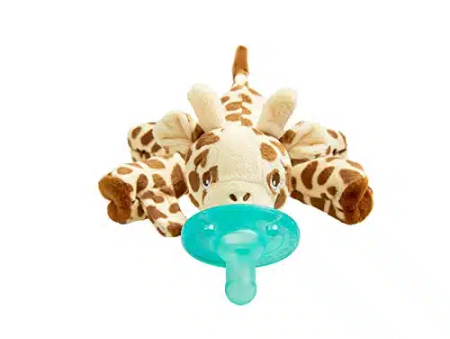 Philips Avent Soothie Snuggle Pacifier Holder With Detachable Pacifier, M+, Giraffe, Scfcount (Pack Of )