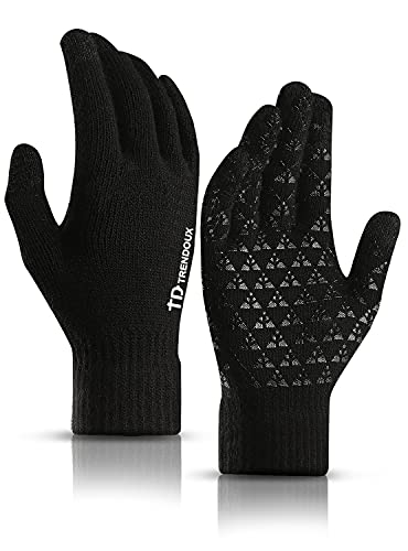 Trendoux Winter Gloves, Knit Touch Screen Glove Men Women Texting Smartphone Driving   Anti Slip   Elastic Cuff   Thermal Soft Upgraded Lining   Hands Warm In Cold Weather   B