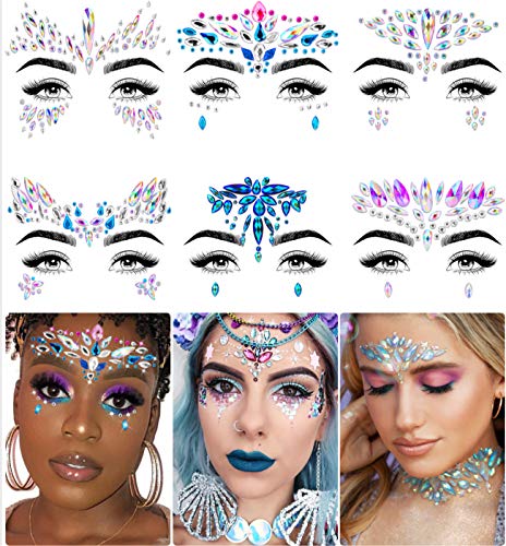 Imethod Face Jewels   Face Gems, Mermaid Face Jewels Stick On, Rave Accessories For Festival Holiday Costumes & Makeup, Pcs, Multicolored