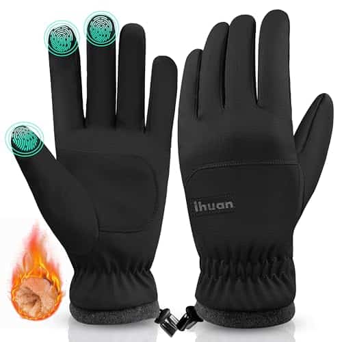 Ihuan Winter Cold Weather Gloves Waterproof Windproof Mens Women   Warm Touchscreen Anti Slip Palm Thermal Gloves For Driving, Biking, Running, Hiking, Working