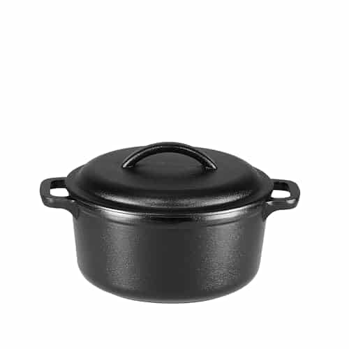 Amazon Basics Pre Seasoned Cast Iron Round Dutch Oven With Dual Handles, Quart, Black