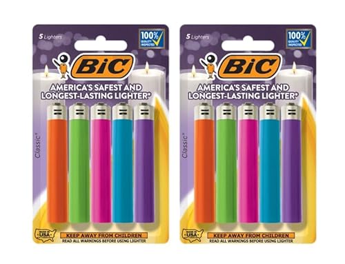 Bic Classic Lighters, Pocket Style, Lighter For Candles, Assorted Colors (Packaging May Vary), Count Pack