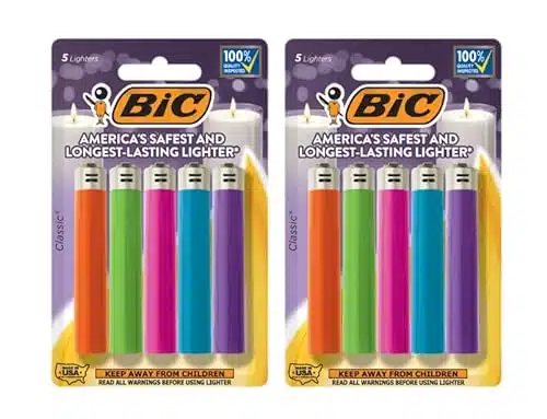 Bic Classic Lighters, Pocket Style, Lighter For Candles, Assorted Colors (Packaging May Vary), Count Pack