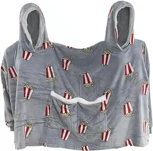 Cakeasy Flannel Couple Double Pajamas, Funny Popcorn Couple Pajamas Thickened Hooded Sweatshirts, Home Clothes With Pockets, Valentine'S Day Gift