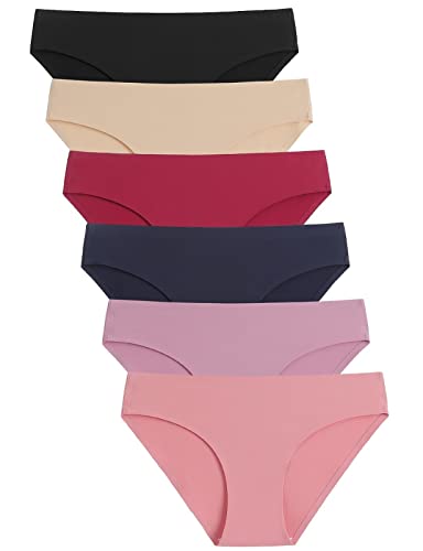 Caterlove Women'S Seamless Underwear No Show Stretch Bikini Panties Silky Invisible Hipster Pack (A, Small)