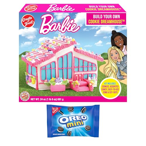 Create A Treat Barbie Dreamhouse Cookie Decorating Kit, Holiday Gift, Oz + Bonus Oreo Mini Cookie Snack Pack