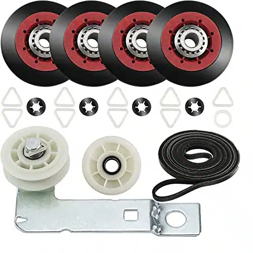 Dryer Repair Kit And Dryer Idler Pulley For Maytag Bravos Whirlpool Duet Kenmore Elite Dryers,With Wp Drum Roller&V Belt&Idler Pulley