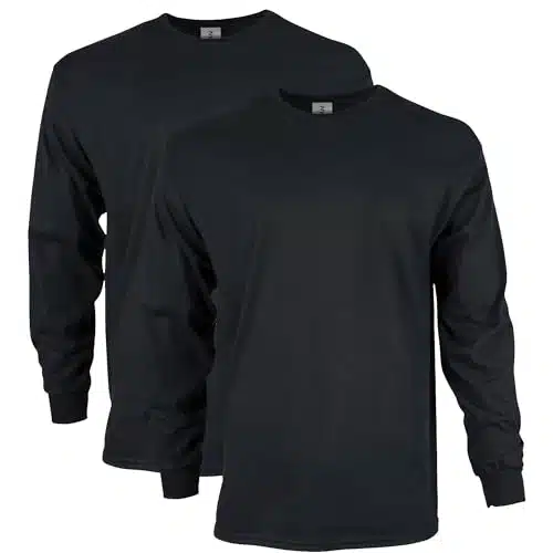 Gildan Men'S Ultra Cotton Long Sleeve T Shirt, Style G, Multipack, Black (Pack), X Large