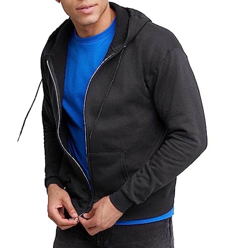 Hanes Men'S Full Zip Eco Smart Hoodie, Black, X Large