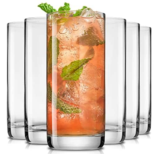 Joyjolt Faye Oz Highball Glasses, Pc Tall Glass Sets. Lead Free Crystal Drinking Glasses. Water Glasses, Mojito Glass Cups, Tom Collins Bar Glassware, And Mixed Drink Cocktail