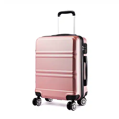 Kono '' Carry On Luggage Lightweight With Spinner Wheel Tsa Lock Hardside Luggage Airline Approved Carry On Suitcase Nuderose Gold