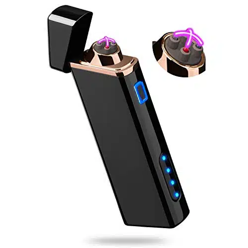 Lighter, Electric Arc Lighter Usb Rechargeable Lighter Windproof Flameless Lighter Plasma Lighter With Battery Indicator (Upgraded) For Fire, Cigarette, Candle   Outdoors Indo