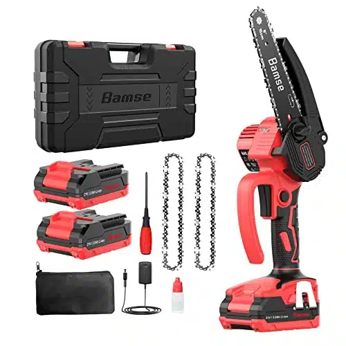 Mini Chainsaw Inch, Bamse Electric Chainsaw Cordless Brushless With Batteries Ah, Fts Chain Speed V Handheld Power Chain Saw For Tree Trimming Wood Cutting Pruning Branches