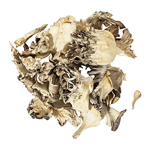 Olivenation Organic Maitake Mushroom Pieces, Dried Organic Hen Of The Woods Mushroom, Non Gmo, Gluten Free, Kosher, Vegan   Ounces