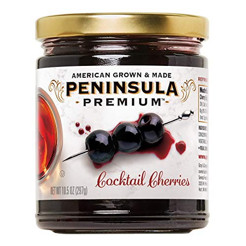 Peninsula Premium Cocktail Cherries  Award Winning  Deep Burgundy Red  Silky Smooth, Rich Syrup  Luxe Fruit Forward, Sweet Tart Flavor  Gourmet  American Grown & Made  Oz