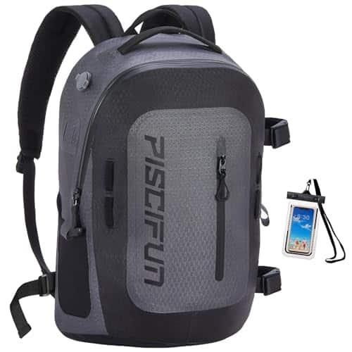 Piscifun Waterproof Backpack, L Tpu Dry Bag With Phone Case, Floating Waterproof Bag With Airtight Zipper, Grey