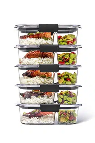 Rubbermaid Brilliance Bpa Free Food Storage Containers With Lids, Airtight, For Lunch, Meal Prep, And Leftovers, Compartments, Set Of (Cup)