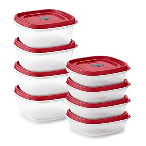 Rubbermaid Piece Set (Containers & Lids) Food Storage Containers With Lids And Steam Vents, Microwave And Dishwasher Safe, Red