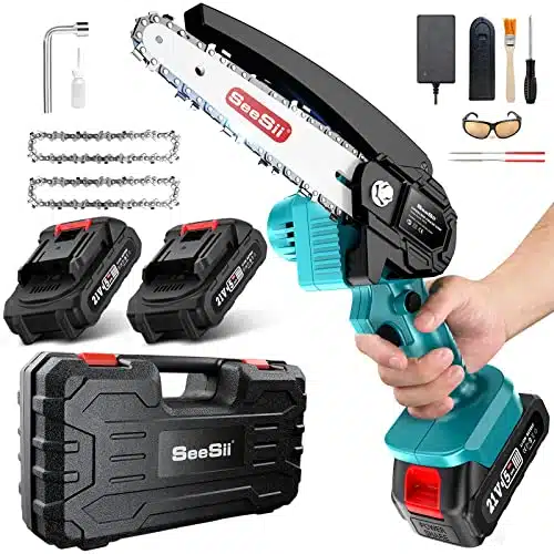 Seesii Mini Chainsaw Inch Mini Chainsaw Cordless Pcs Tool Set,Battery Chainsaw With X Big Batteries, Lbs Handheld Electric Power Chain Saw With Safety Lock For Tree Trimming W