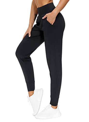 The Gym People Womens Joggers Pants With Pockets Athletic Leggings Tapered Lounge Pants For Workout, Yoga, Running, Training (X Large, Black)