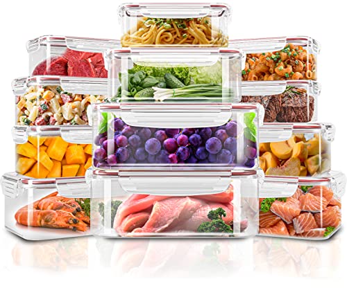 Utopia Kitchen Plastic Food Storage Container Set With Airtight Lids   Pack Of (Containers & Snap Lids)  Reusable & Leftover Lunch Boxes   Leak Proof & Microwave Safe