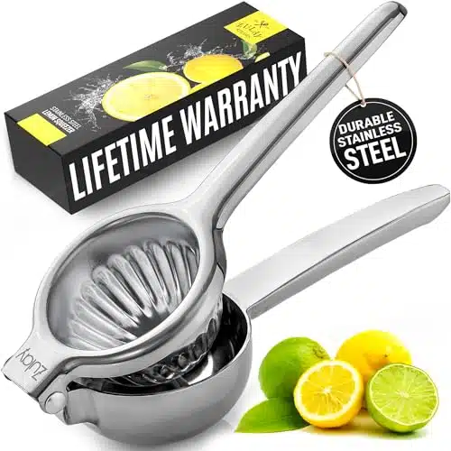 Zulay Kitchen Lemon Squeezer Stainless Steel   Premium Quality, Heavy Duty Solid Metal Squeezer Bowl   Large Manual Citrus Press Juicer And Lime Squeezer Stainless Steel