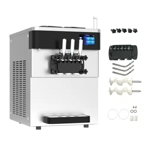 Anydoor Commercial Ice Cream Maker Machine  Soft Serve Ice Cream Machine To Galh Flavors V Ice Cream Machine With Pre Cooling, Auto Clean,Lcd Panel For Snack Bar Restaurants