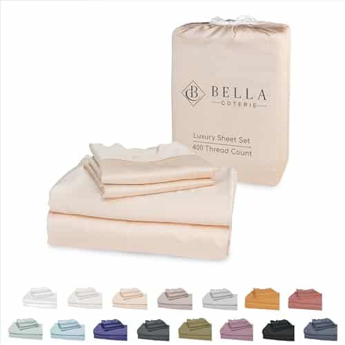 Bella Coterie Luxury Bamboo King Size Sheet Set  Organically Grown  Ultra Soft  Cooling For Hot Sleepers  Deep Pocket  Viscose Made From Bamboo [Champagne]