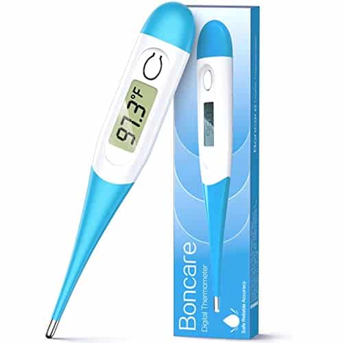 Boncare Thermometer For Adults, Digital Oral Thermometer For Fever With Seconds Fast Reading (Light Blue)