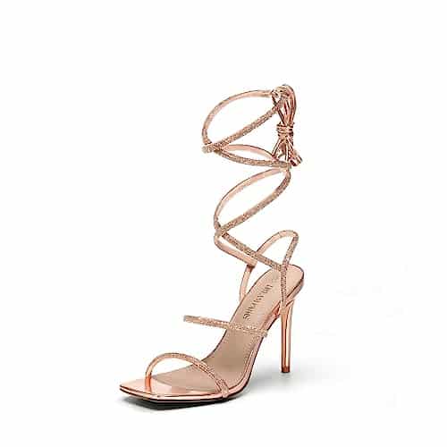 Dream Pairs Rose Gold High Heels Stilletos Heels For Women Strappy Gladiator Sexy Square Toe Heels Open Toe Heels Dressy Pumps Sandals Sdhs