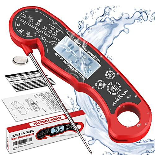 Meat Thermometer Digital For Grilling And Cooking   Andaxin Waterproof Ultra Fast Instant Read Food Thermometers With Backlight & Calibration For Kitchen, Deep Fry, Bbq, Grill