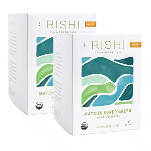 Rishi Tea Matcha Super Green   Organic Green Tea Sachets, Matcha Green Tea Bags, Usda Certified Organic, Kosher, Matcha Tea Bags, Organic Matcha Green Tea Bags   Sachets In Ea