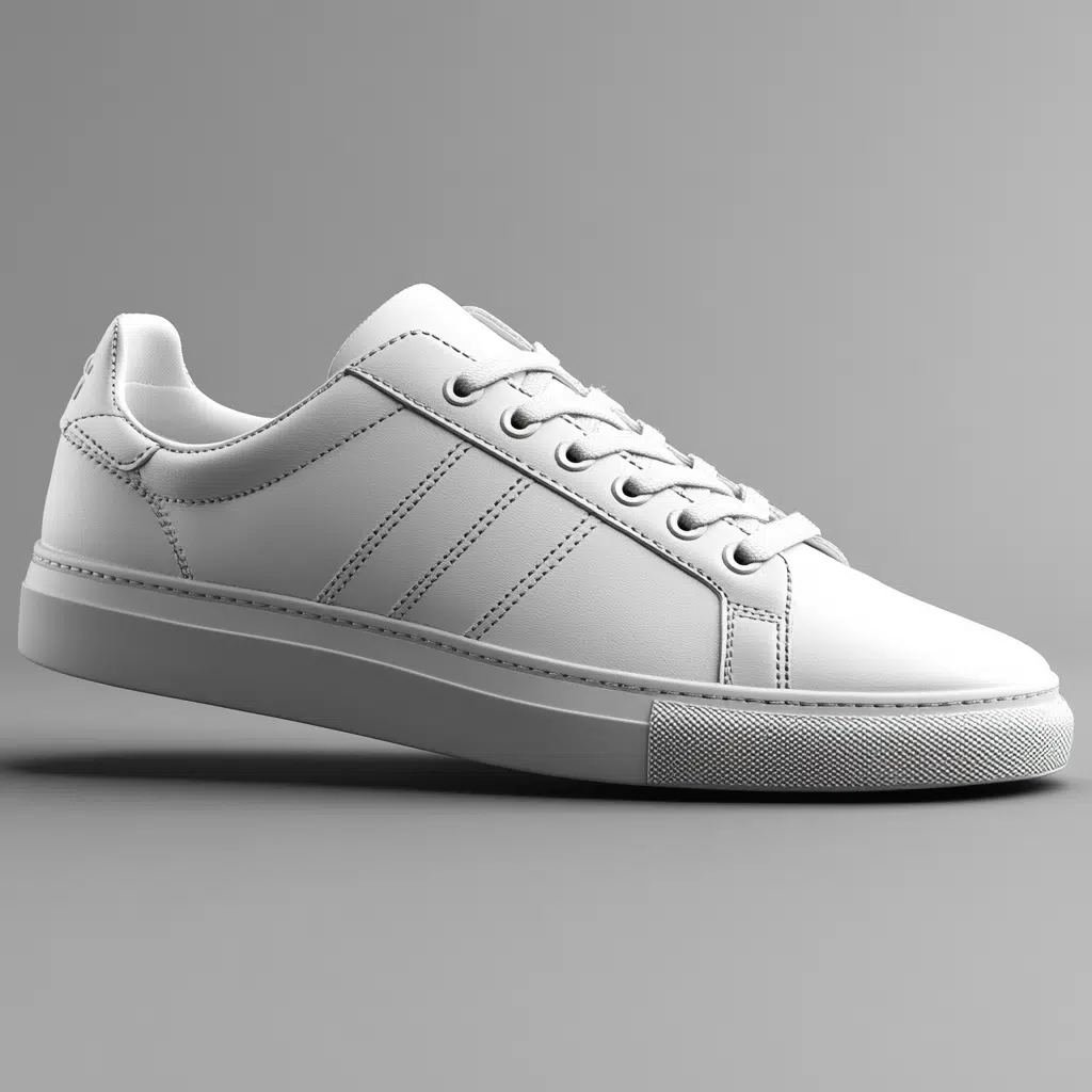 white leather sneakers